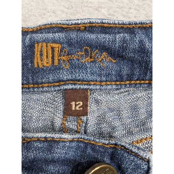 Kut from the Kloth Jeans Womens Size 12 Blue Amy Crop Straight Leg Rolled Cuffs - Picture 13 of 15